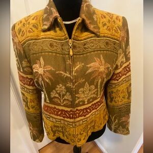 Vintage Tapestry Elephants & Palm Trees Jacket